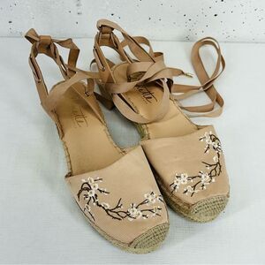 Nanette Lepore Size 8 Being Tie Ankle Ballet Esperdrilles Flats Shoes